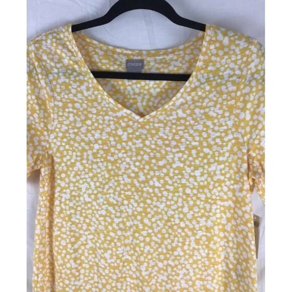 Chico's Top Size 0 Small Yellow Slub Tee Shirt New - Picture 2 of 7